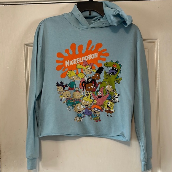 Nickelodeon Tops - Nickelodeon Blue Hoodie with Cartoon Characters